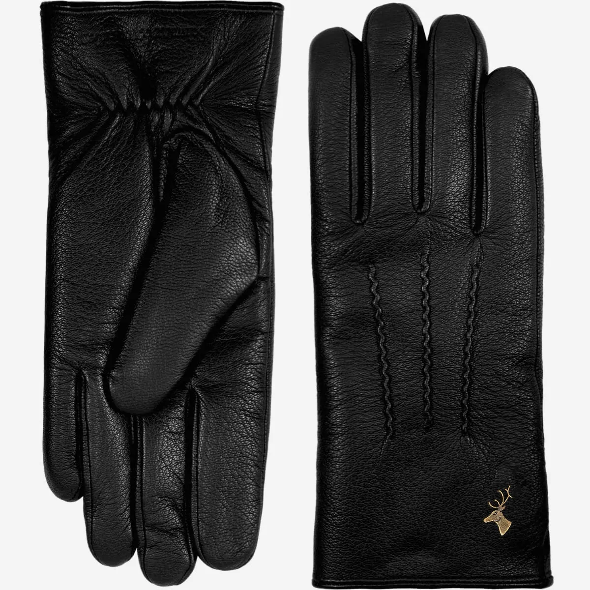 Hunter (black) – goatskin leather gloves with lambswool lining & touchscreen feature