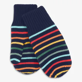 Kids fleece-lined rainbow stripe mittens