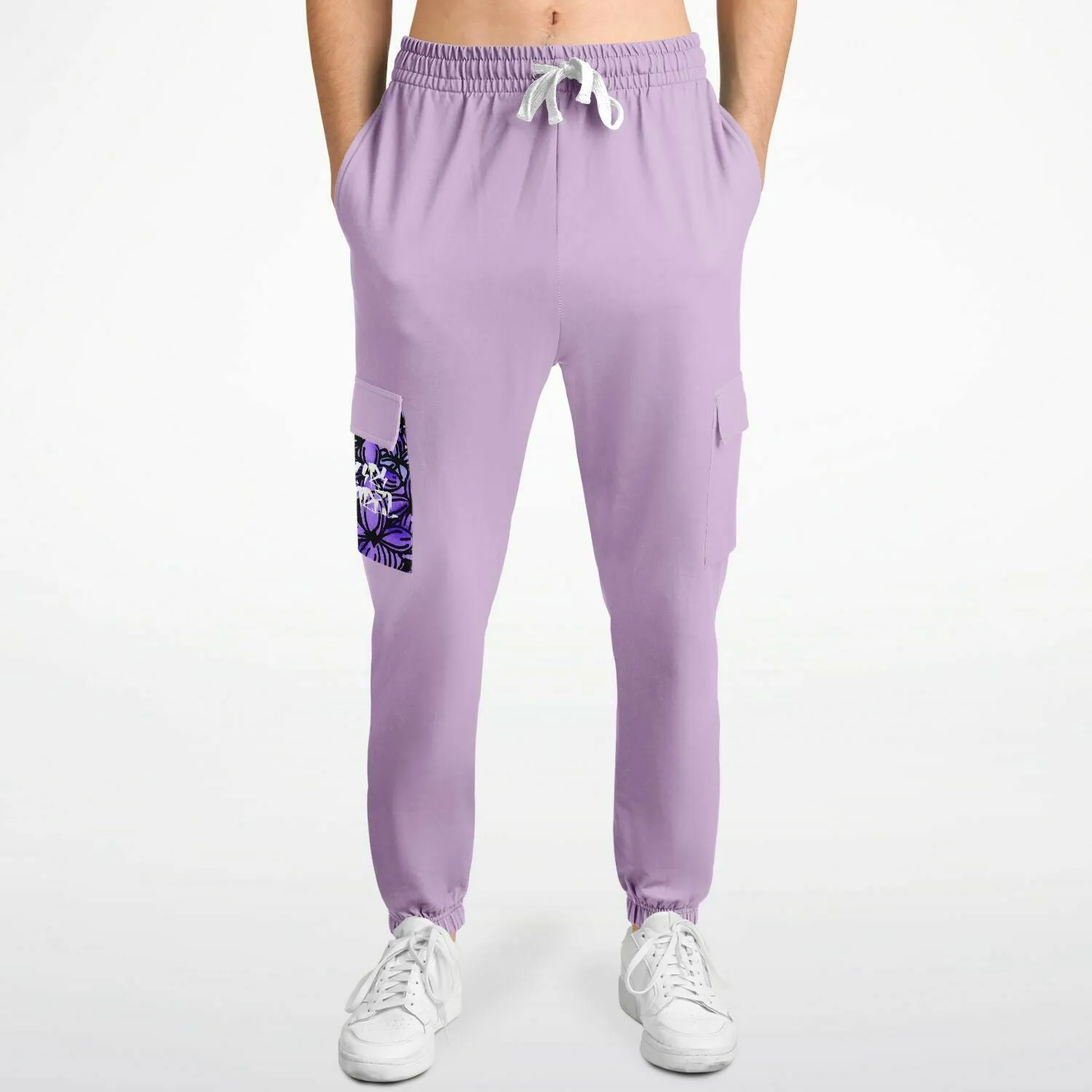 Lavender Lilac Print Recycled Polyester Cargo Sweatpants