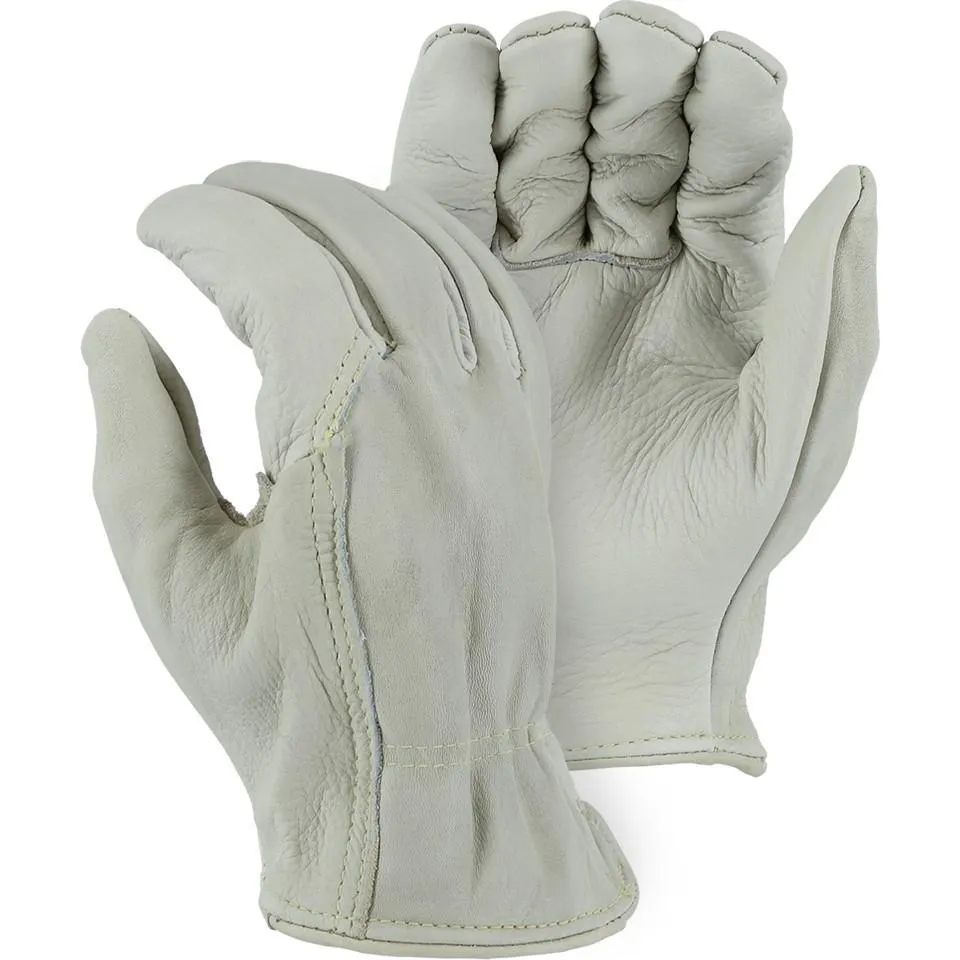 Leather Drivers Glove - Kevlar Sewn Premium A-Grade Cowhide, Gunn Cut, Wing Thumb, Majestic (PK 12 Pairs)