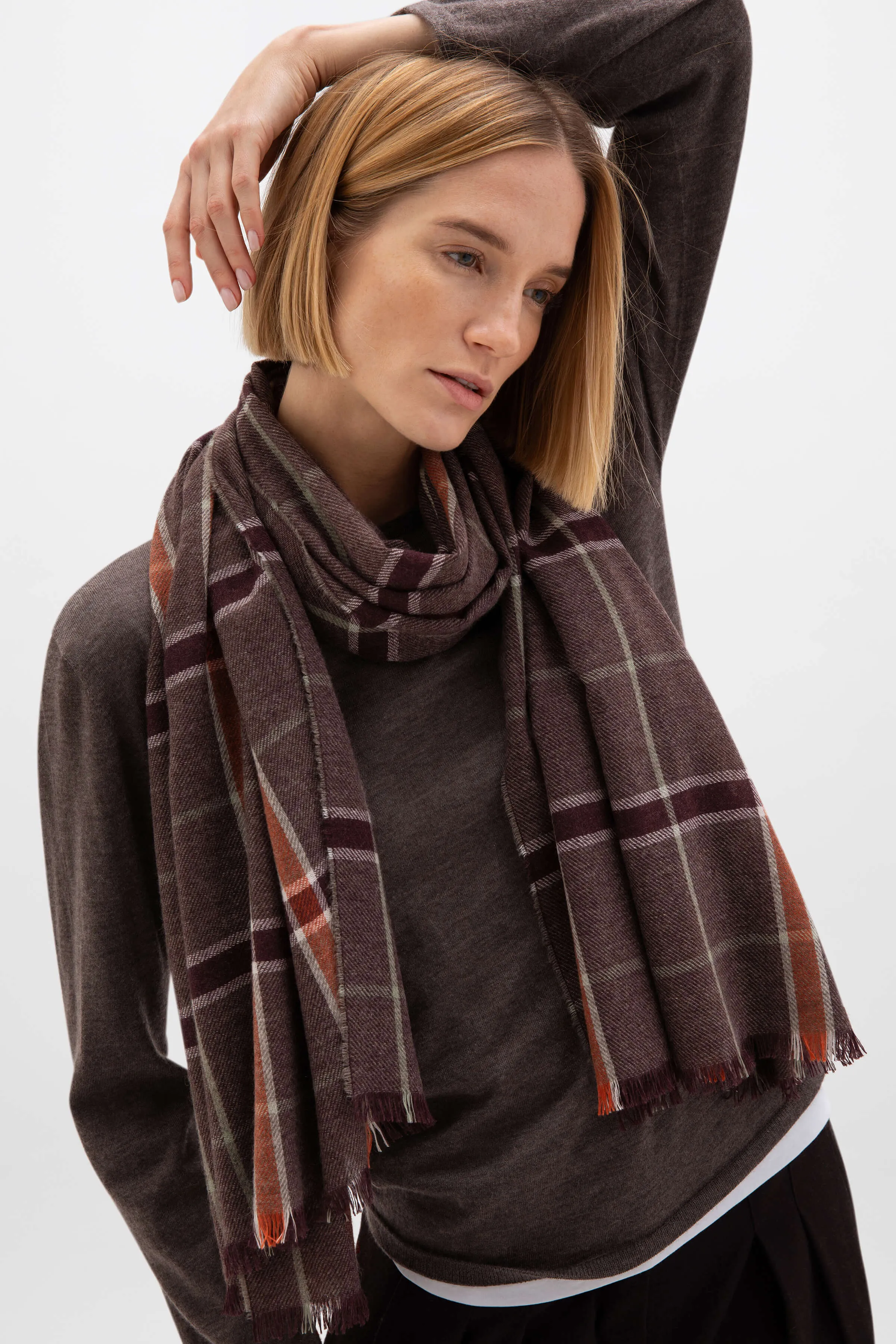 Madras Check Lightweight Cashmere Stole