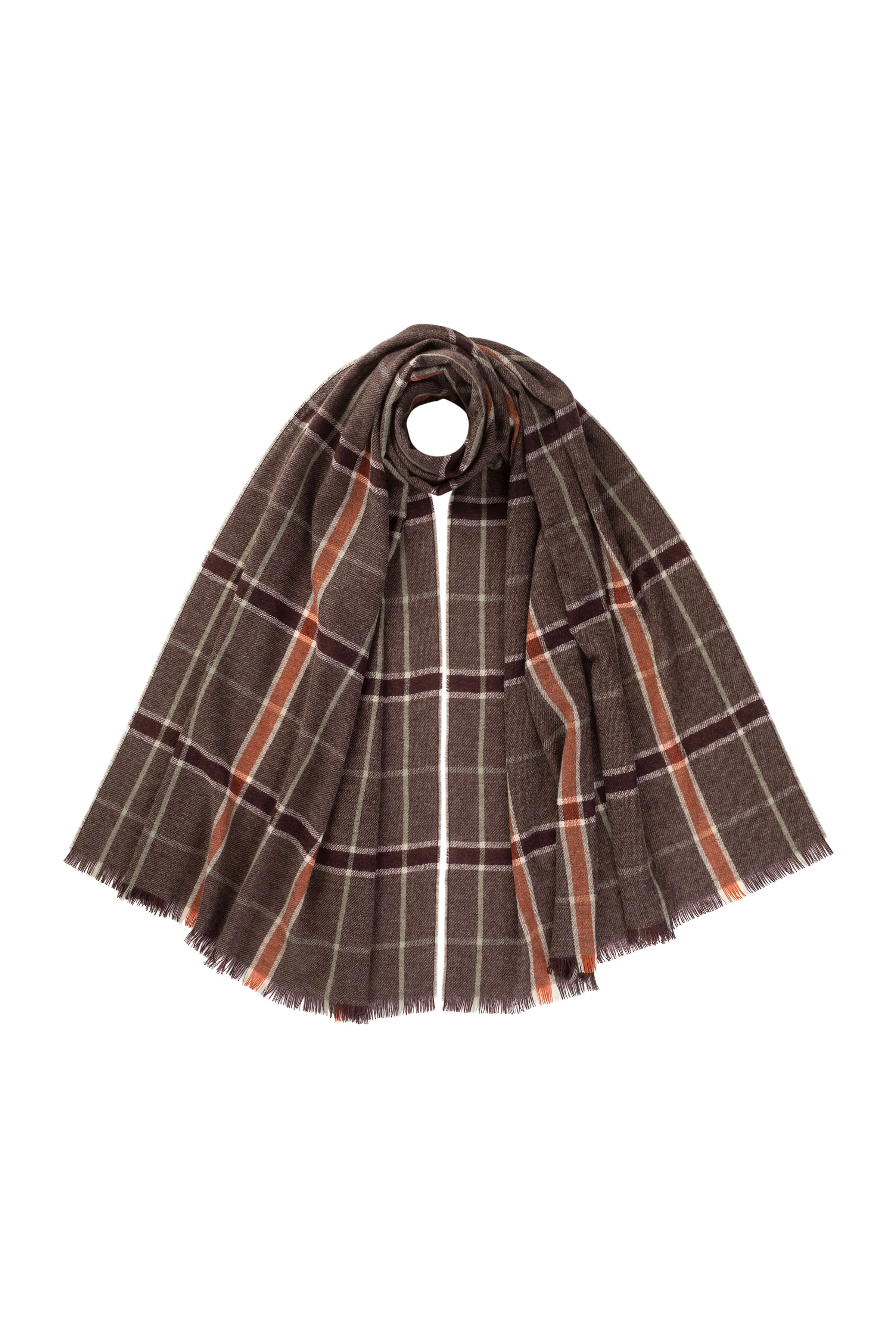 Madras Check Lightweight Cashmere Stole