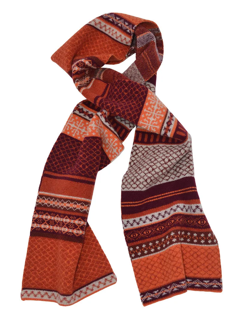 Marischal reversible large Fair isle scarf - Orange