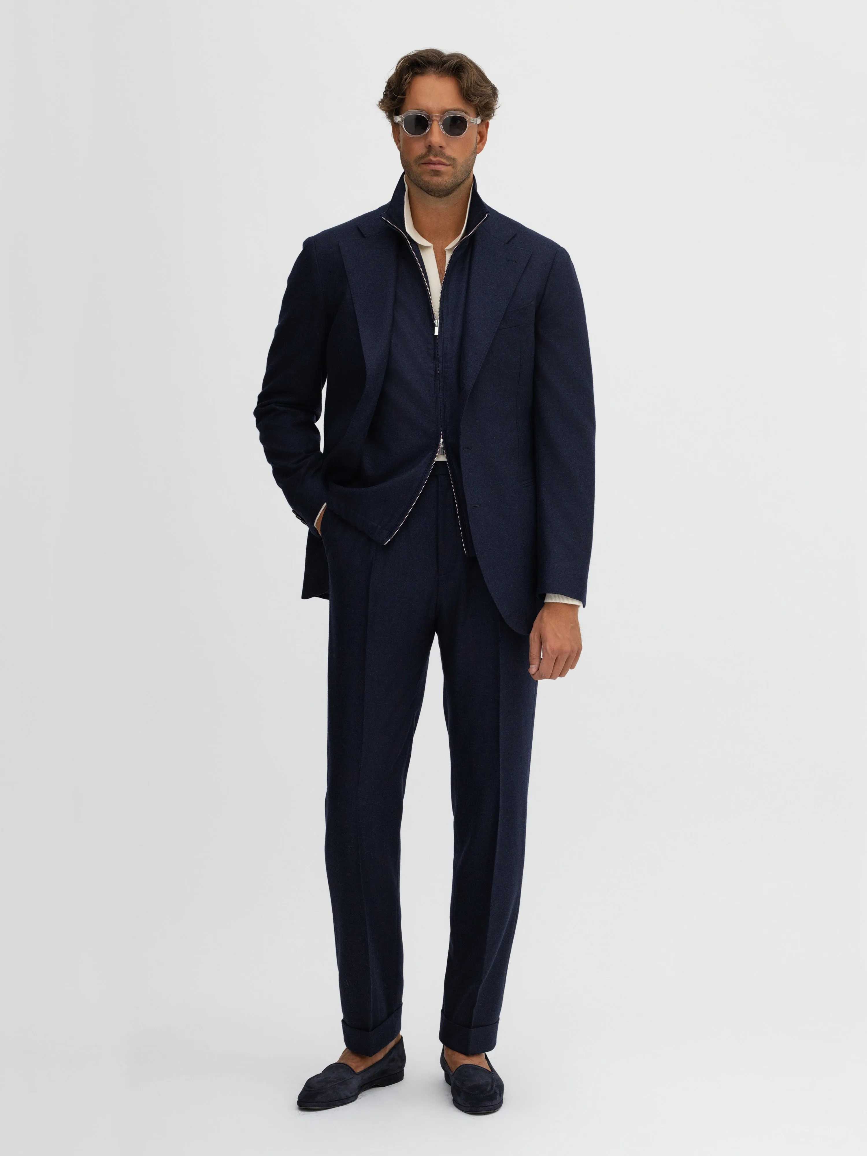 Navy Flannel Wool Suit (SB)