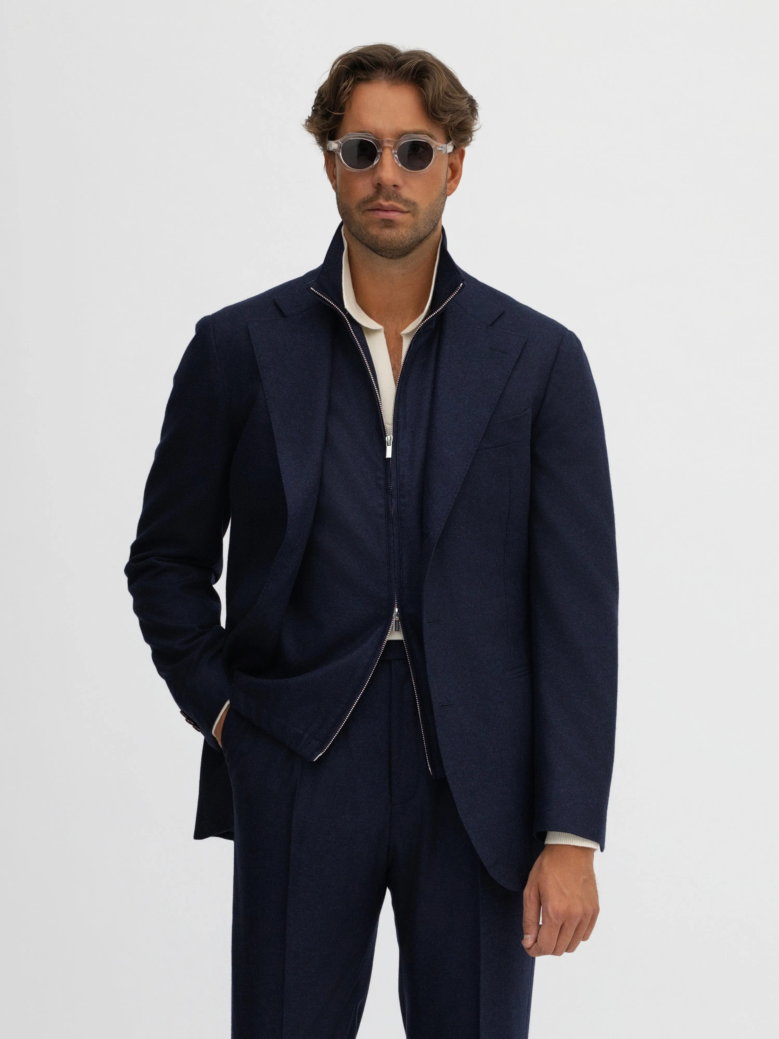 Navy Flannel Wool Suit (SB)