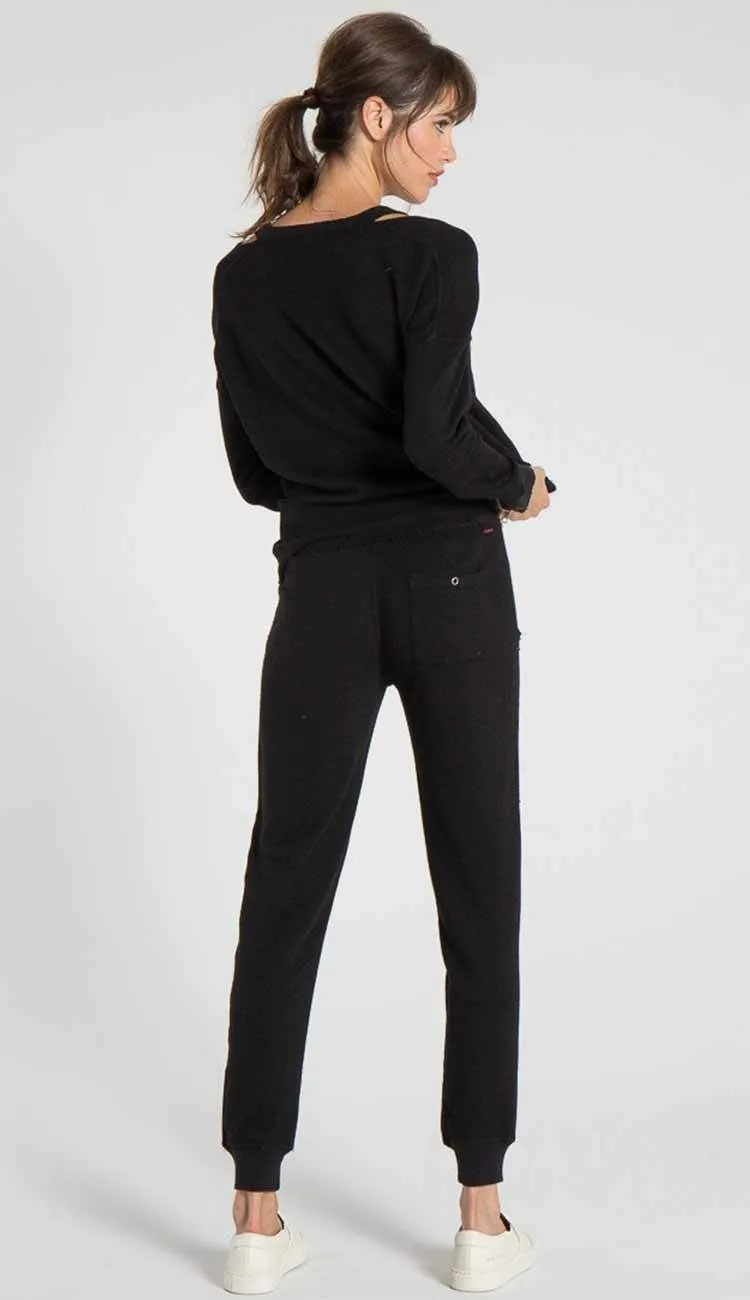 Nikki Deconstructed Sweatpant - Black Cat