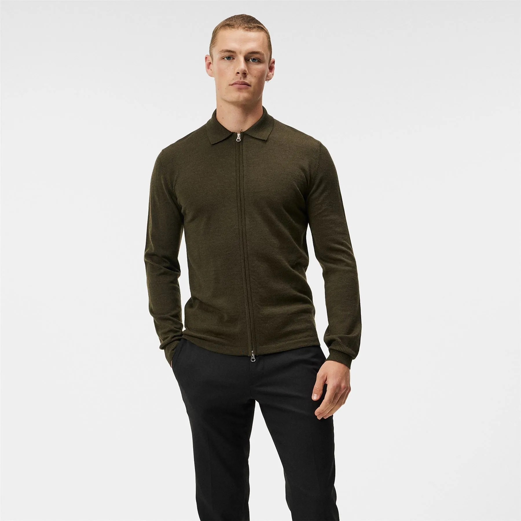 Nyle Merino Zip Cardigann Forest Green - AW23