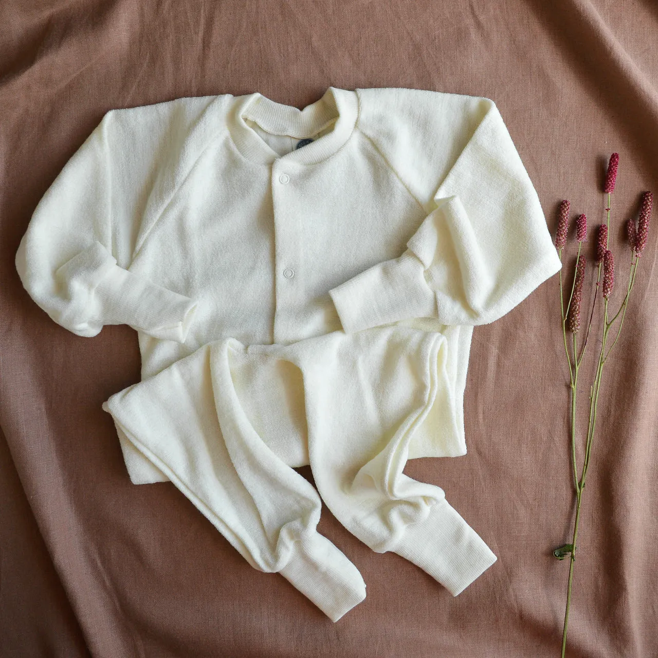 Onesie Sleepsuit in 100% Organic Merino Terry - Natural (0-6y)