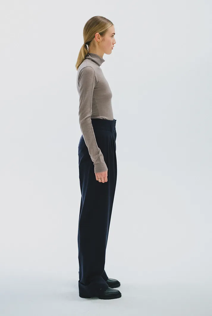 Pleated Wool High-Waisted Pants