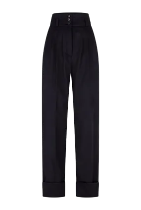 Pleated Wool High-Waisted Pants