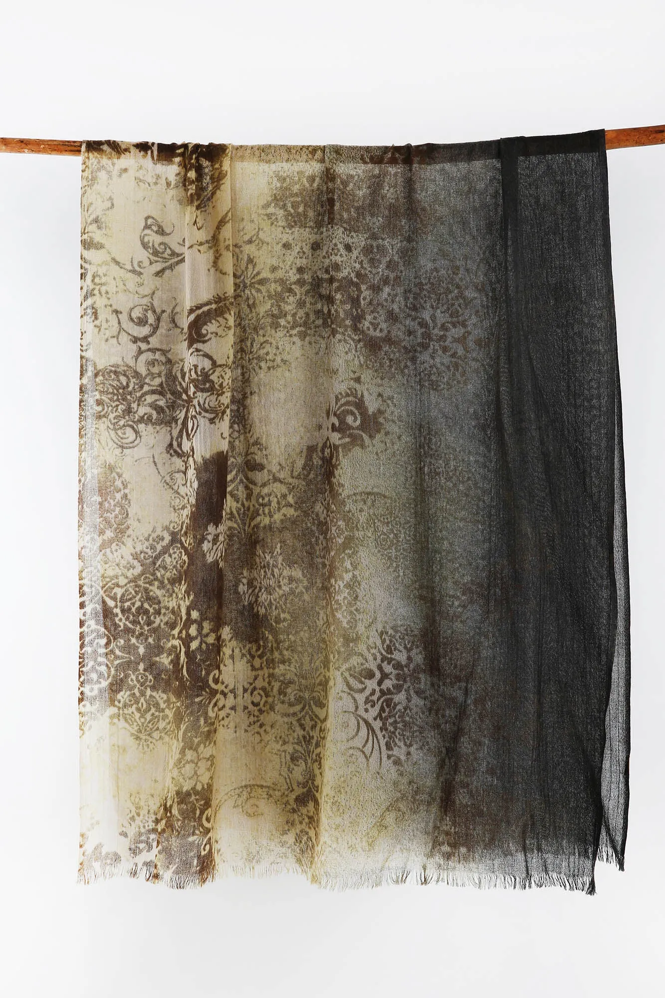 Pure Cashmere Scarf - Green & Brown