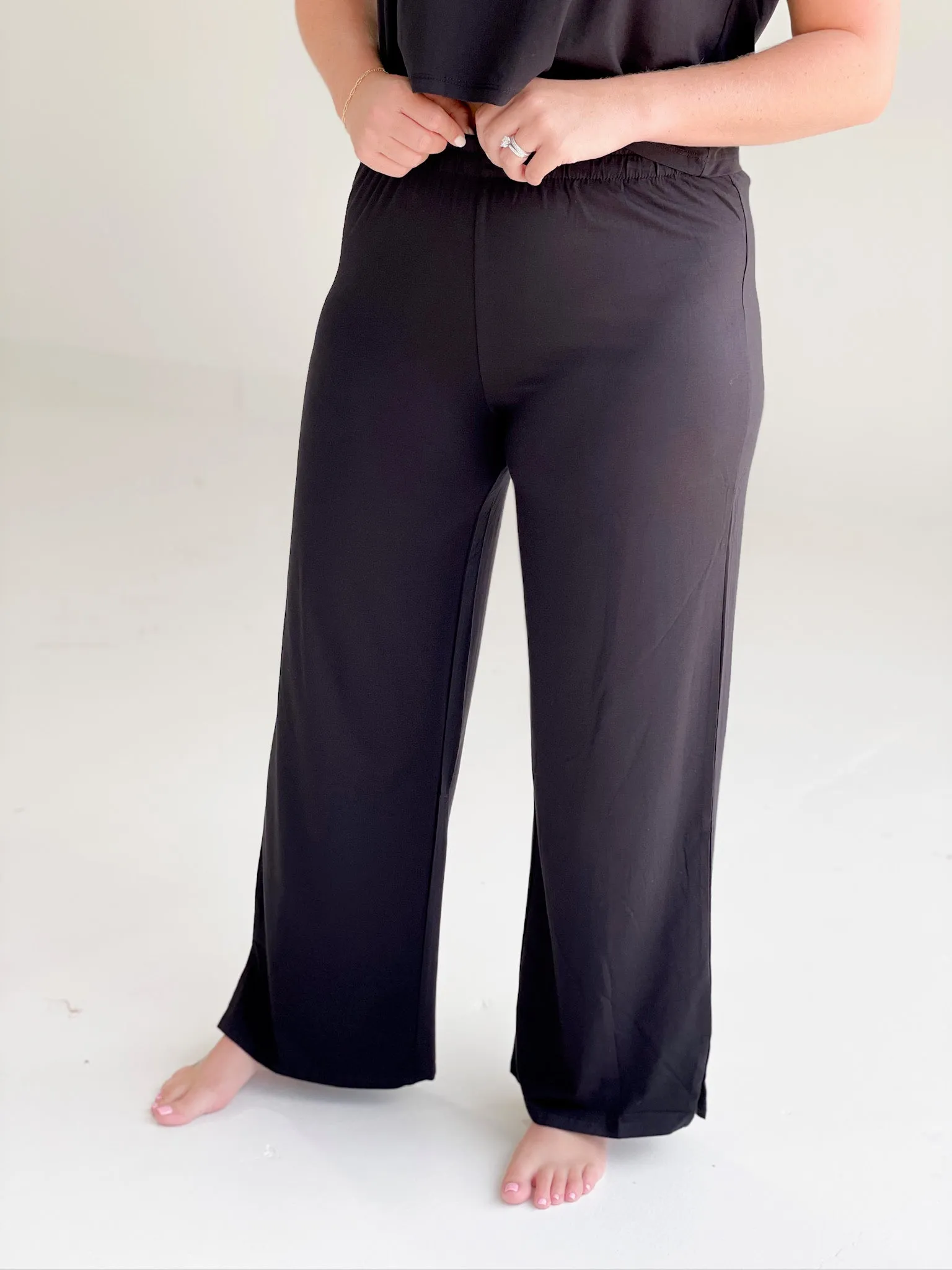 Raider Wide Leg Lounge Pants - Black