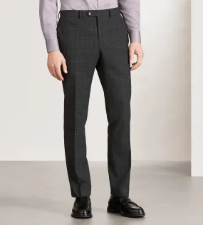 Slim Fit Black Plaid Suit Pants