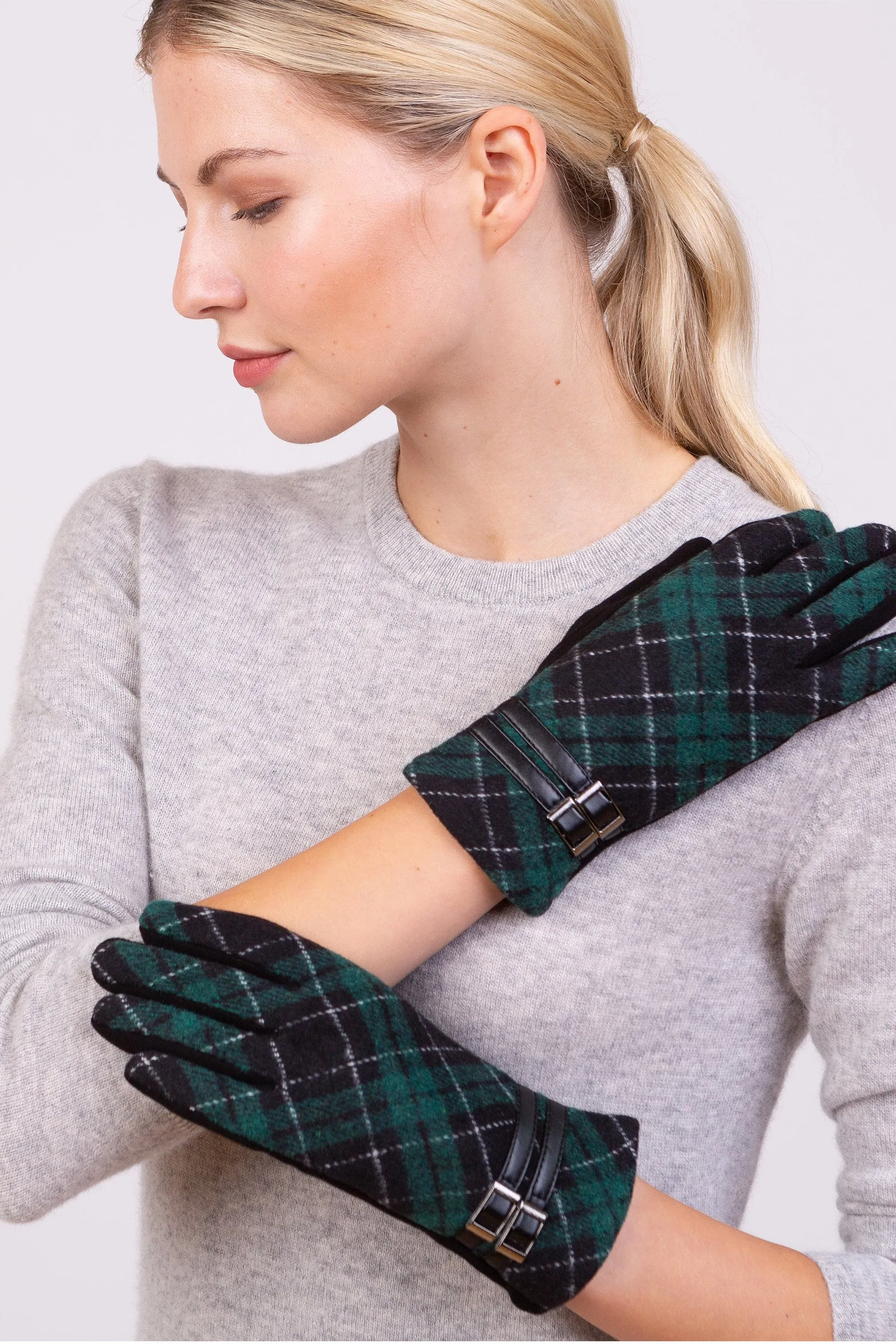 Tartan Gloves - Green