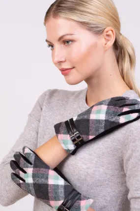 Tartan Gloves - Pink