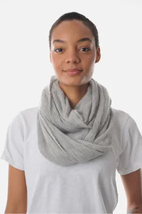 Thick Light Grey Melange Knit Cashmere Tube Scarf