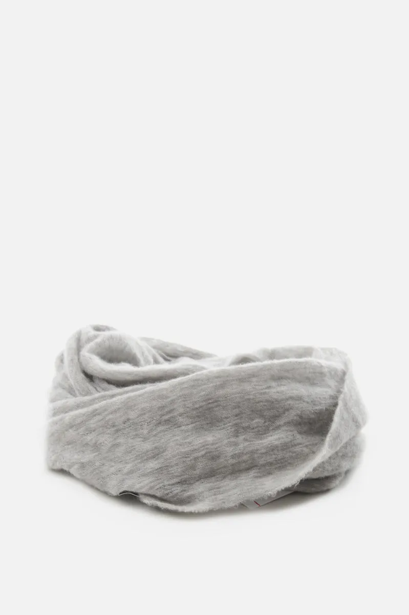 Thick Light Grey Melange Knit Cashmere Tube Scarf