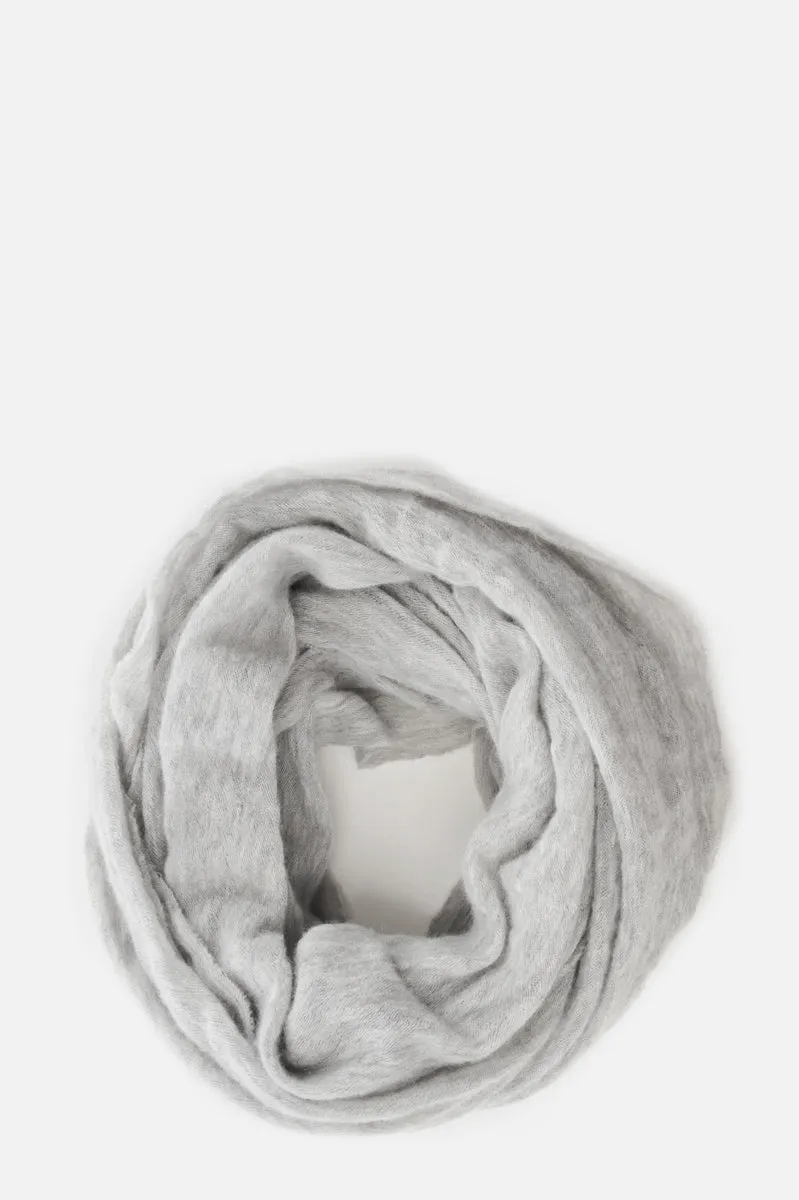 Thick Light Grey Melange Knit Cashmere Tube Scarf