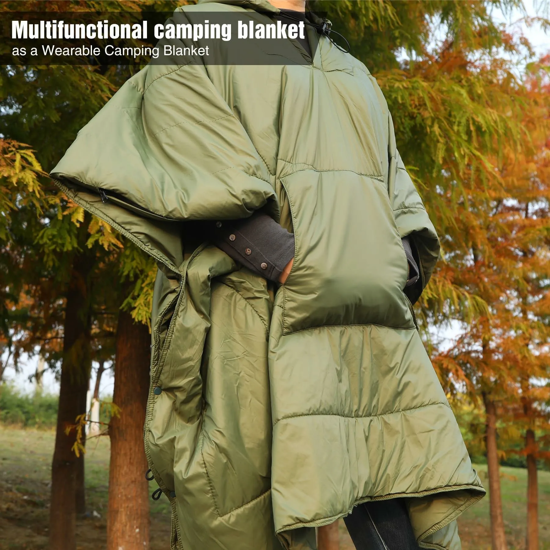 Wearable Waterproof Camping Blanket with Hood