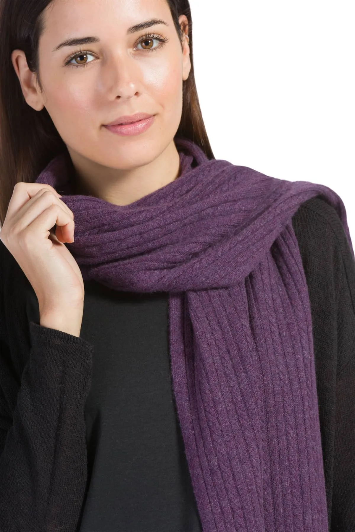 Women's 100% Cashmere Cable Knit Scarf with Gift Box