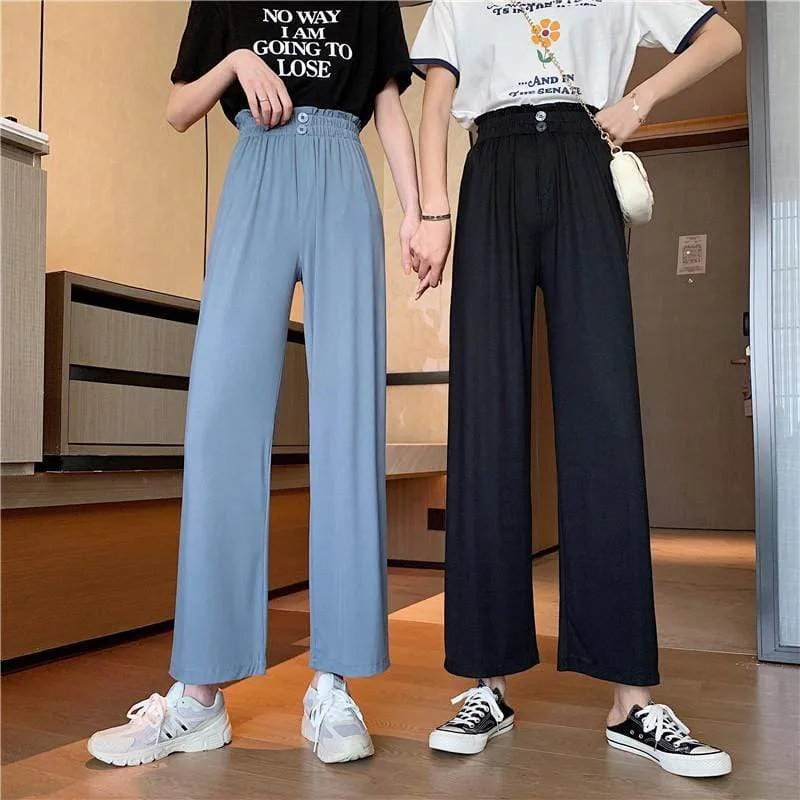 Women's Casual Shirring Wide-legged Pants